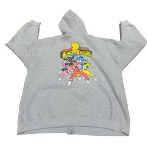 Mighty Morphin Power Rangers Gray Full Zip Hoodie Jacket Mens 2XL XXL